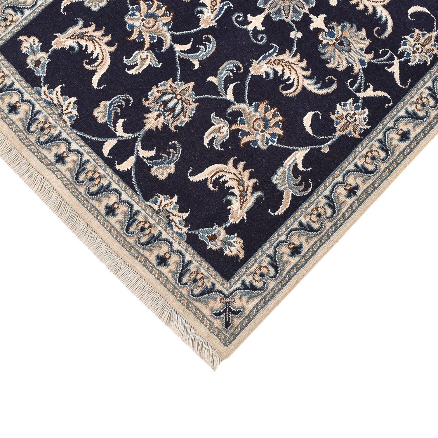 Tapis de couloir Tapis persan - Nain - 298 x 78 cm - bleu foncé