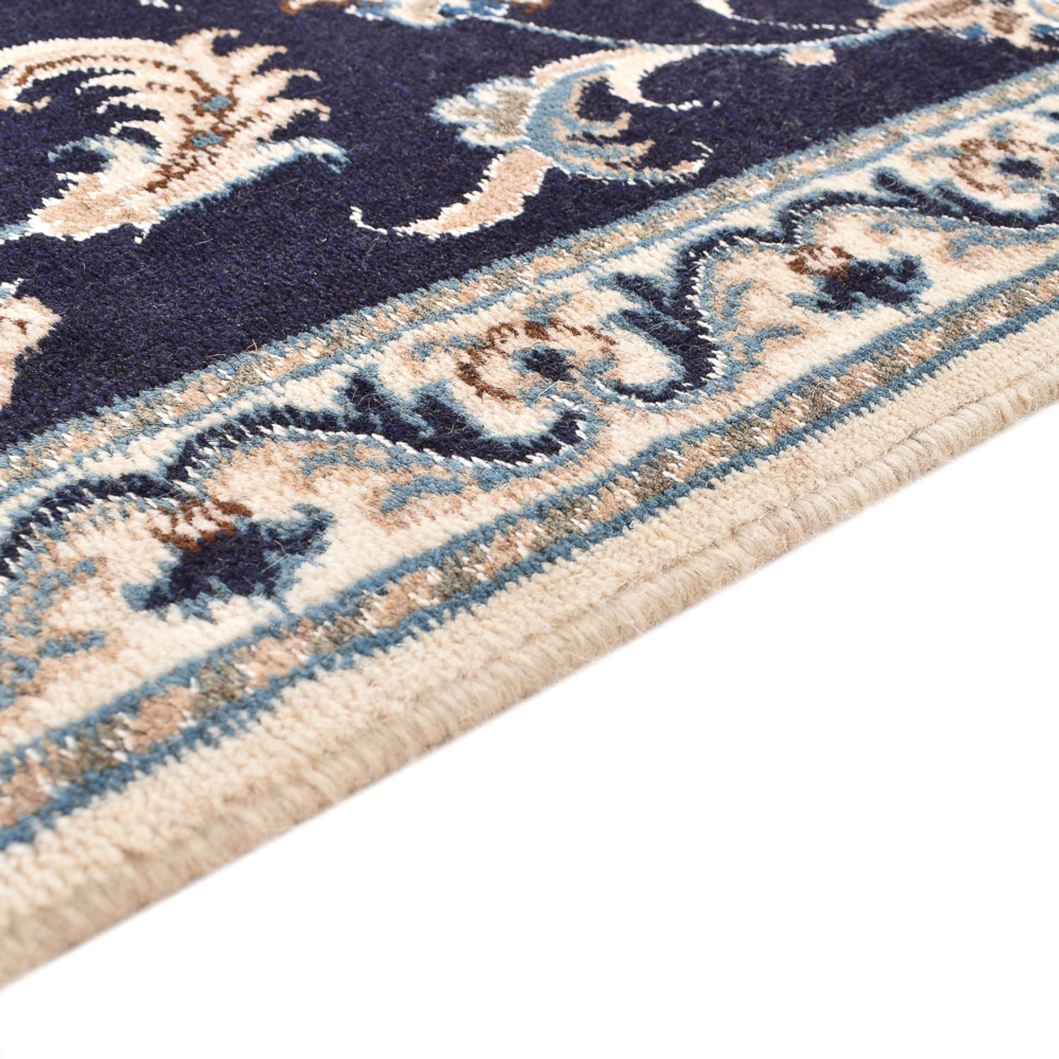 Tapis de couloir Tapis persan - Nain - 298 x 78 cm - bleu foncé