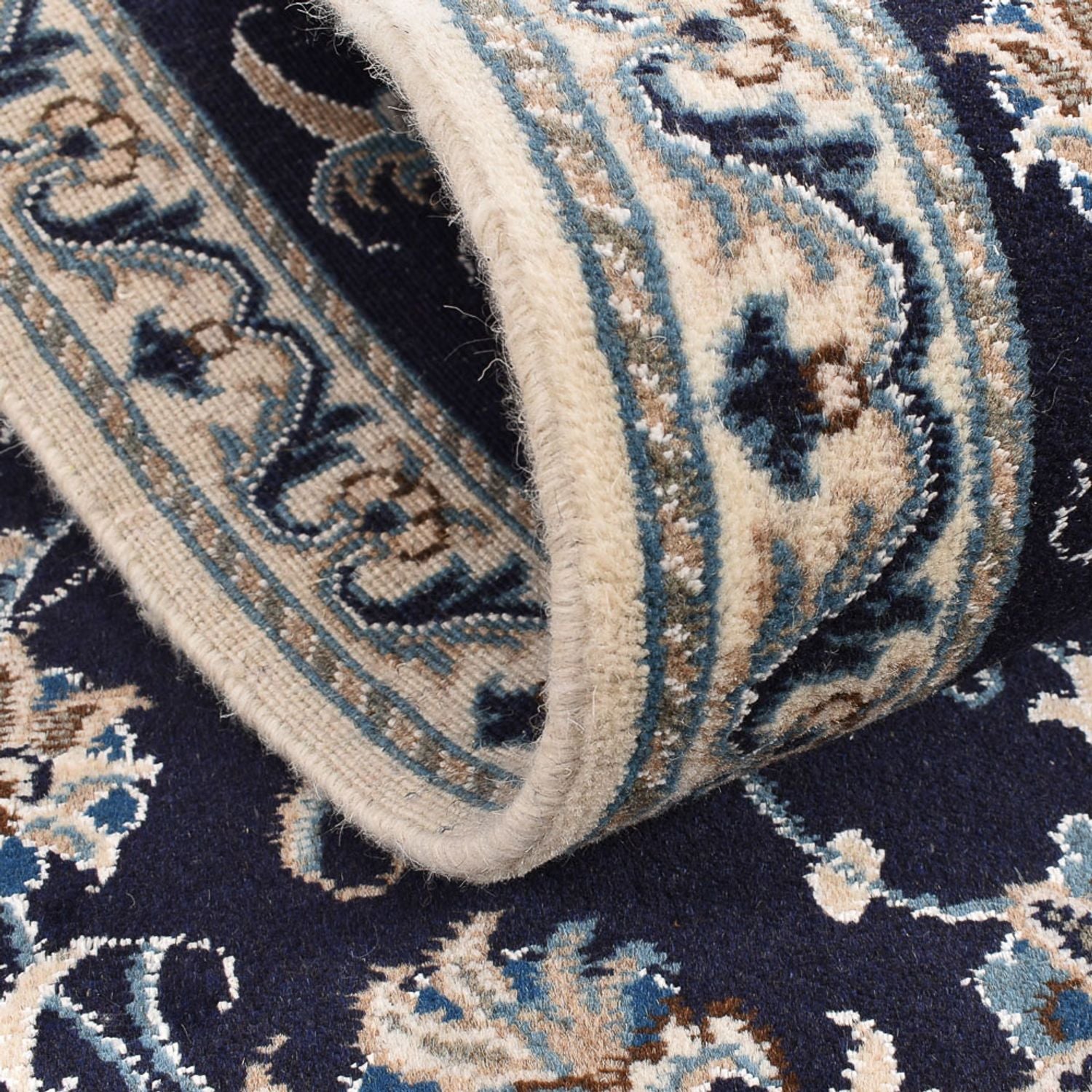 Tapis de couloir Tapis persan - Nain - 298 x 78 cm - bleu foncé