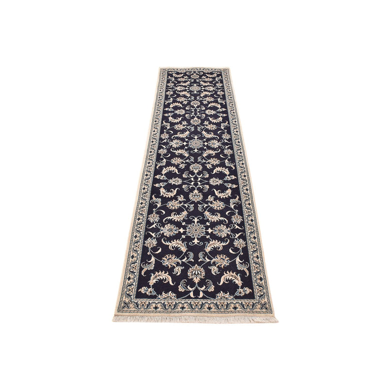 Tapis de couloir Tapis persan - Nain - 298 x 78 cm - bleu foncé