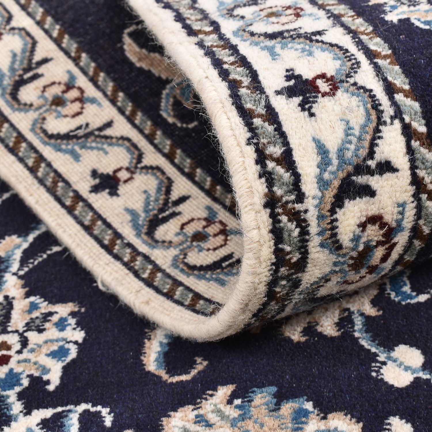 Tapis de couloir Tapis persan - Nain - 290 x 79 cm - bleu foncé