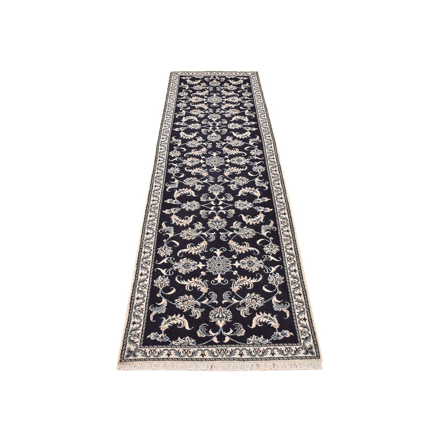 Tapis de couloir Tapis persan - Nain - 290 x 79 cm - bleu foncé