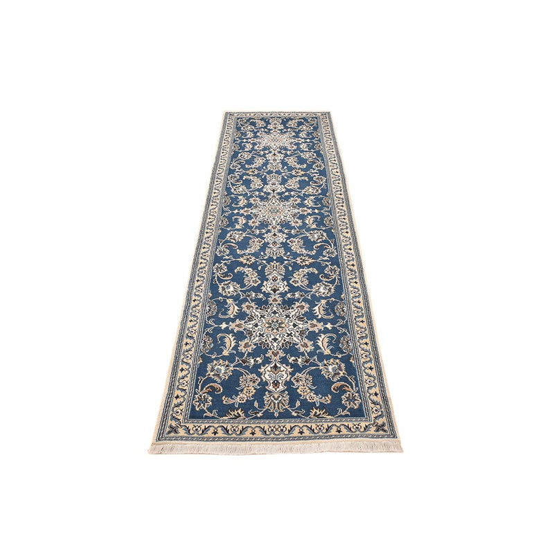 Tapis de couloir Tapis persan - Nain - 298 x 80 cm - bleu de mer