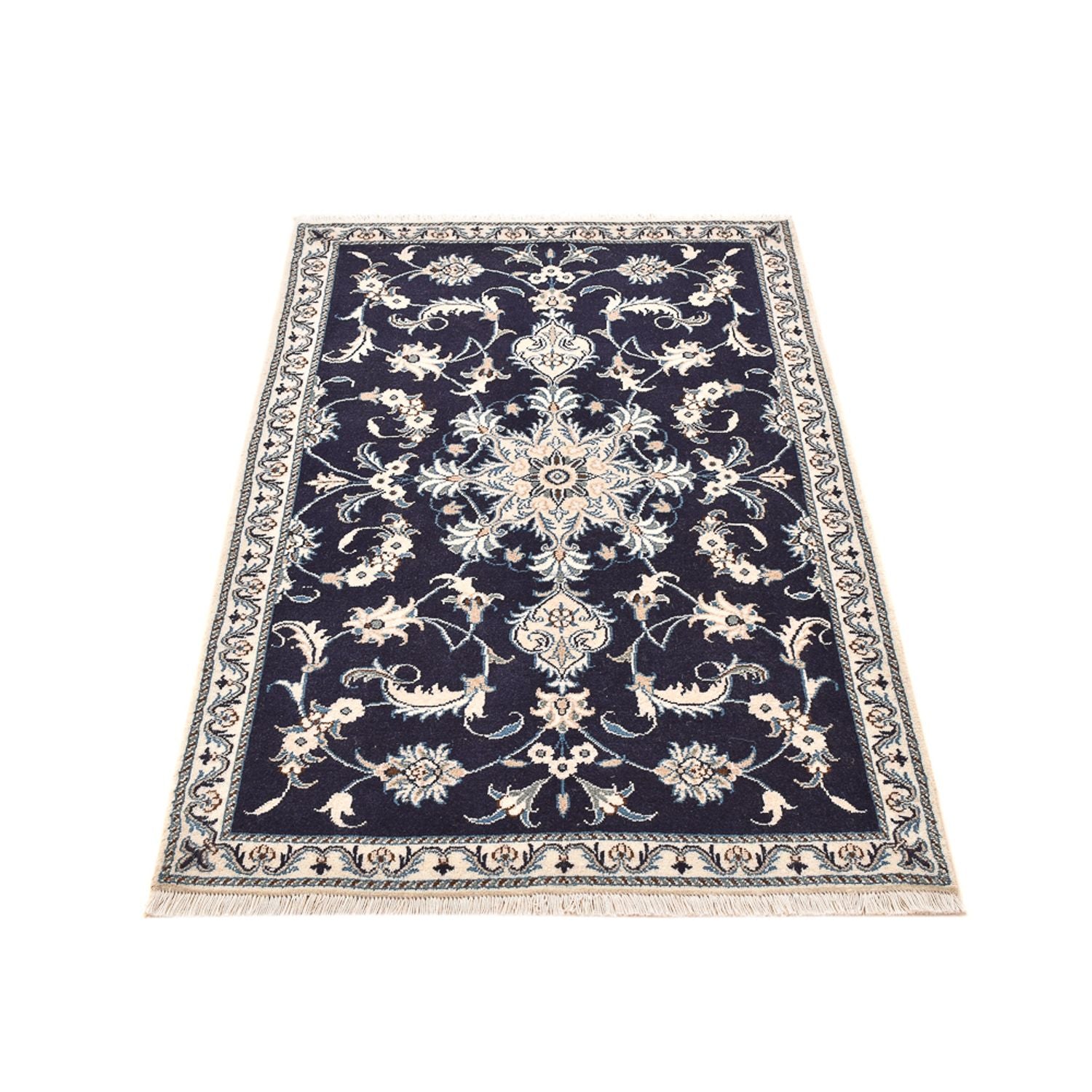 Tapis persan - Nain - 150 x 90 cm - bleu foncé
