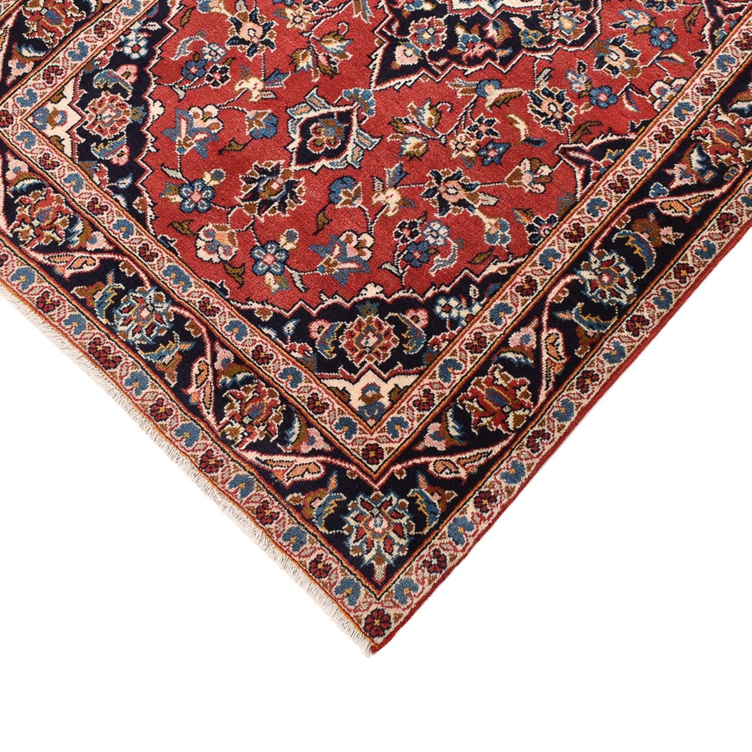 Tapis de couloir Tapis persan - Keshan - 397 x 95 cm - rouge clair