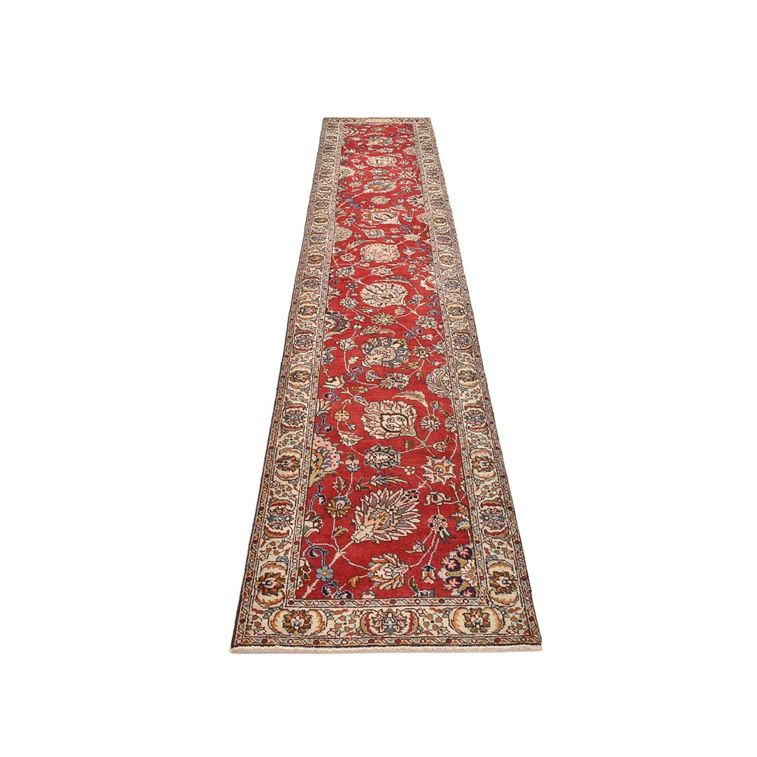 Tapis de couloir Tapis persan - Tabriz - 398 x 72 cm - rouge