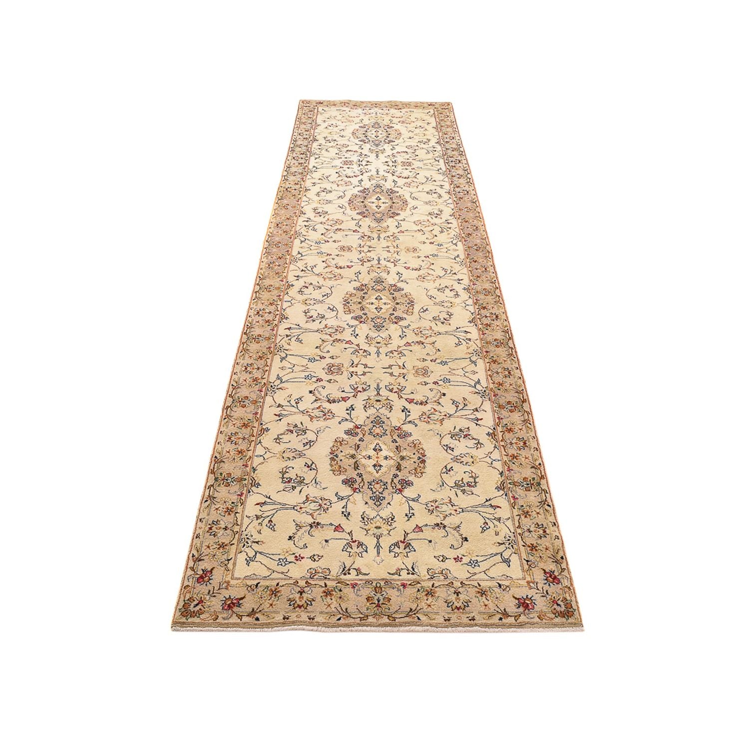 Tapis de couloir Tapis persan - Keshan - 385 x 98 cm - beige