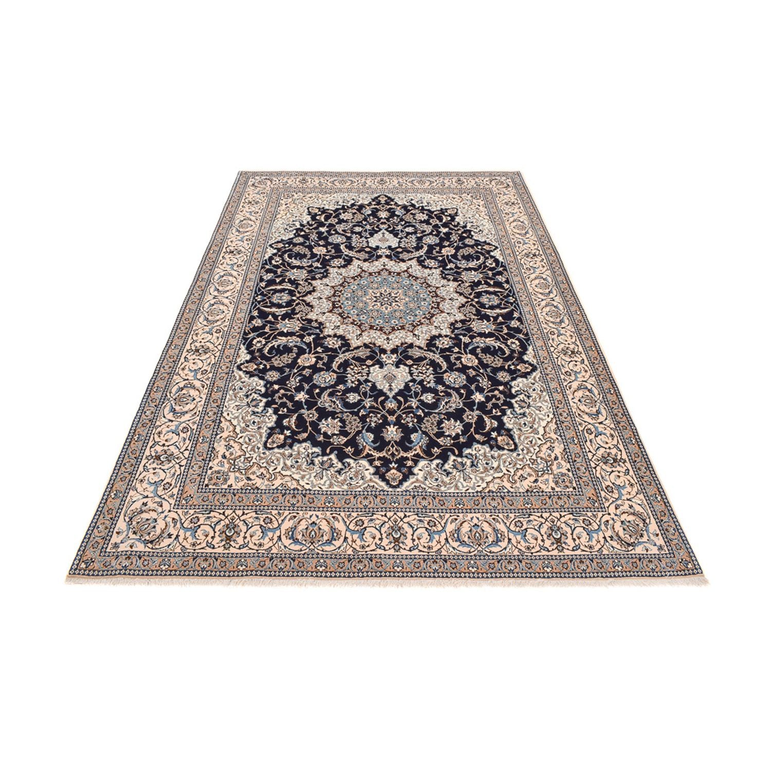 Tapis persan - Nain - Premium - 302 x 197 cm - bleu foncé