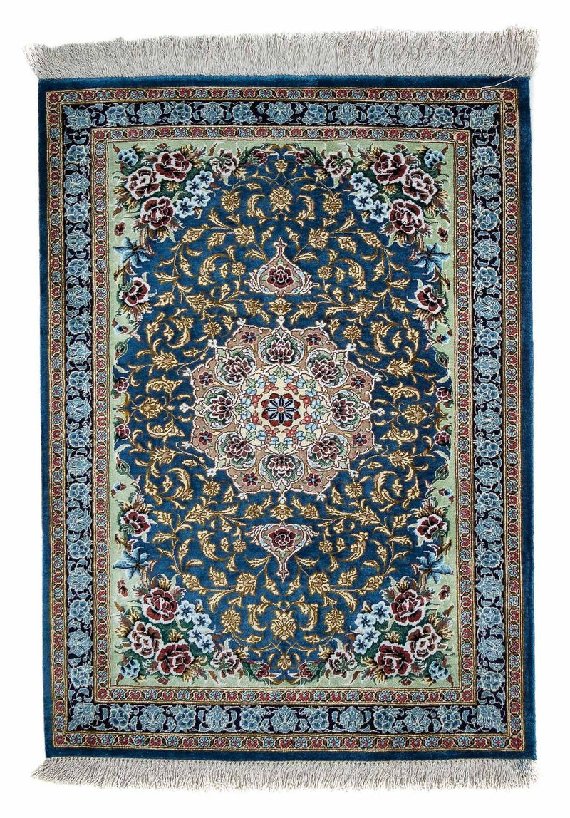 Tapis persan - Ghom - 85 x 59 cm - bleu