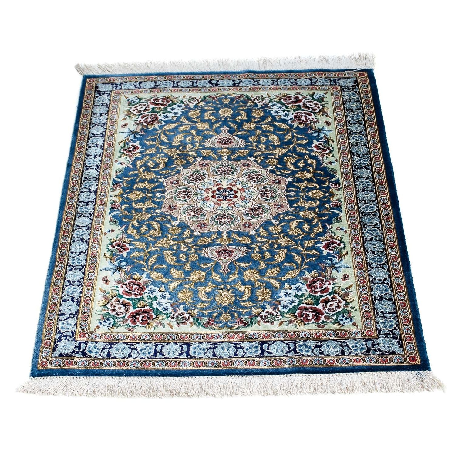 Tapis persan - Ghom - 85 x 59 cm - bleu