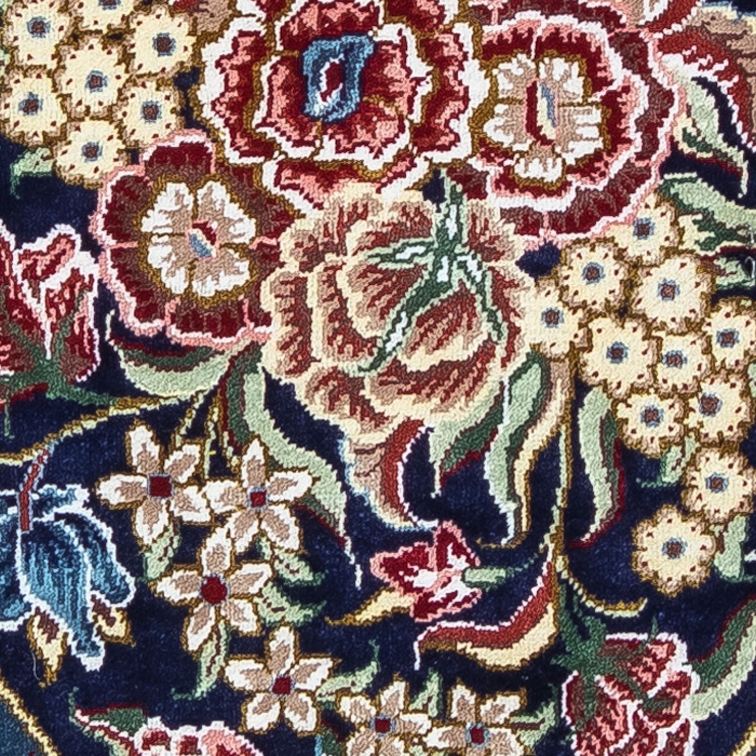 Tapis en soie - Ghom soie - Premium - 40 x 28 cm - bleu foncé