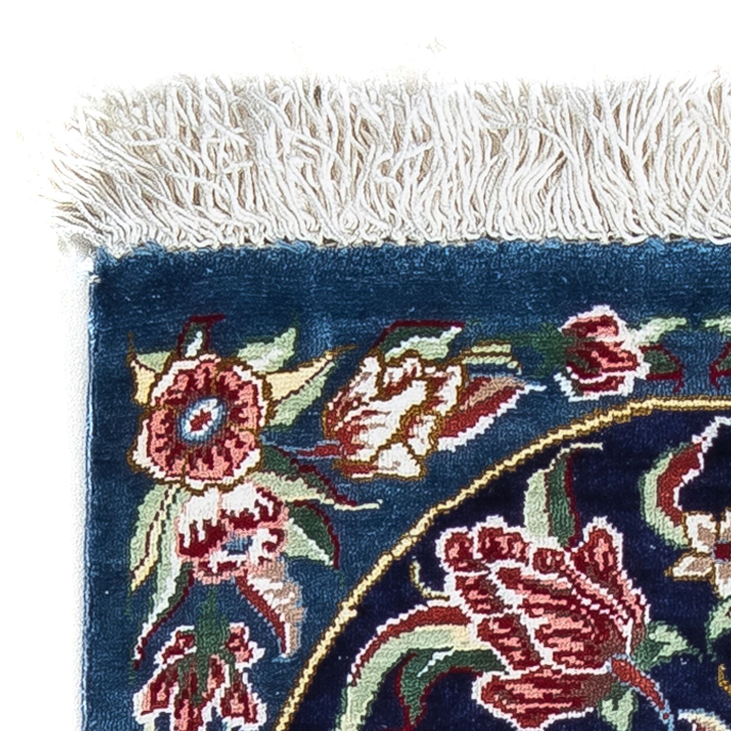 Tapis en soie - Ghom soie - Premium - 40 x 28 cm - bleu foncé