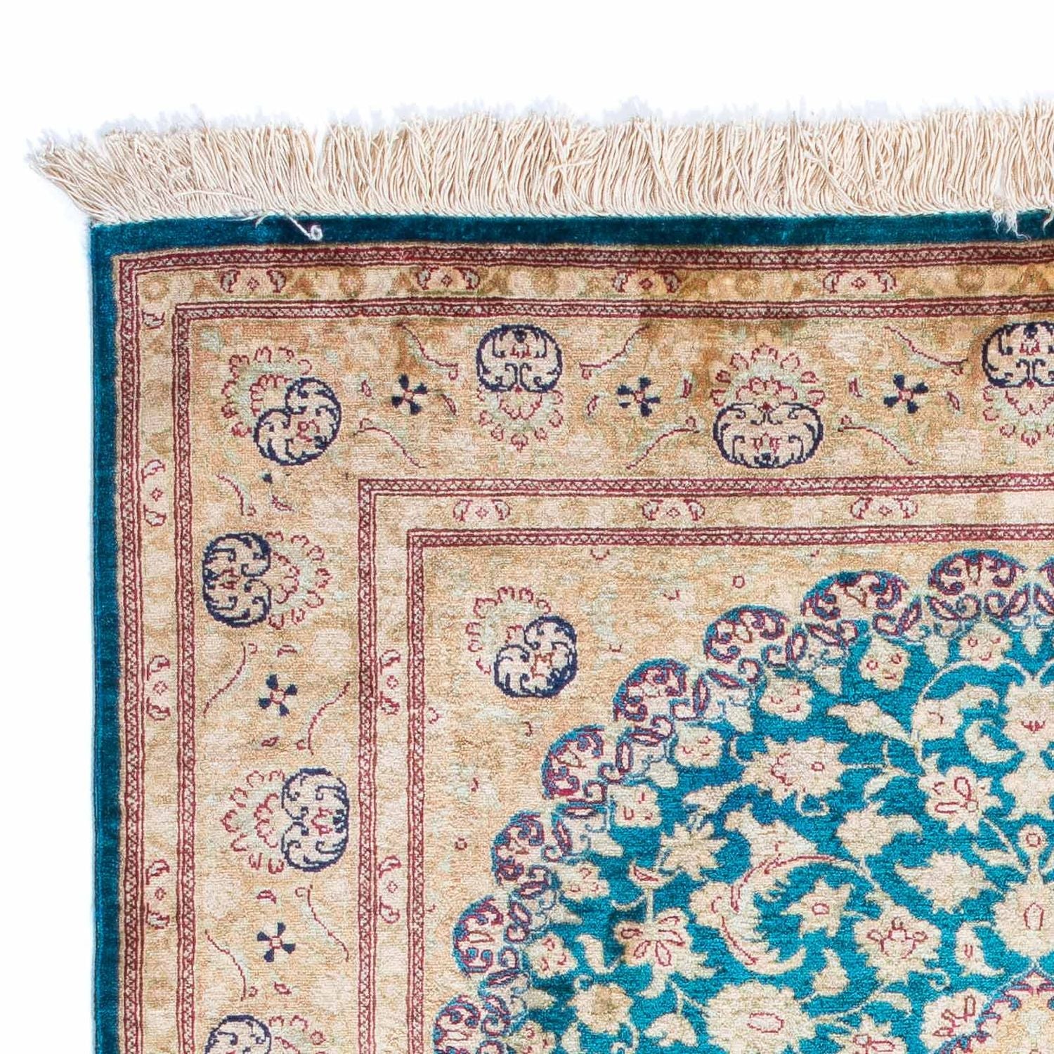 Tapis persan - Ghom - 119 x 78 cm - turquoise