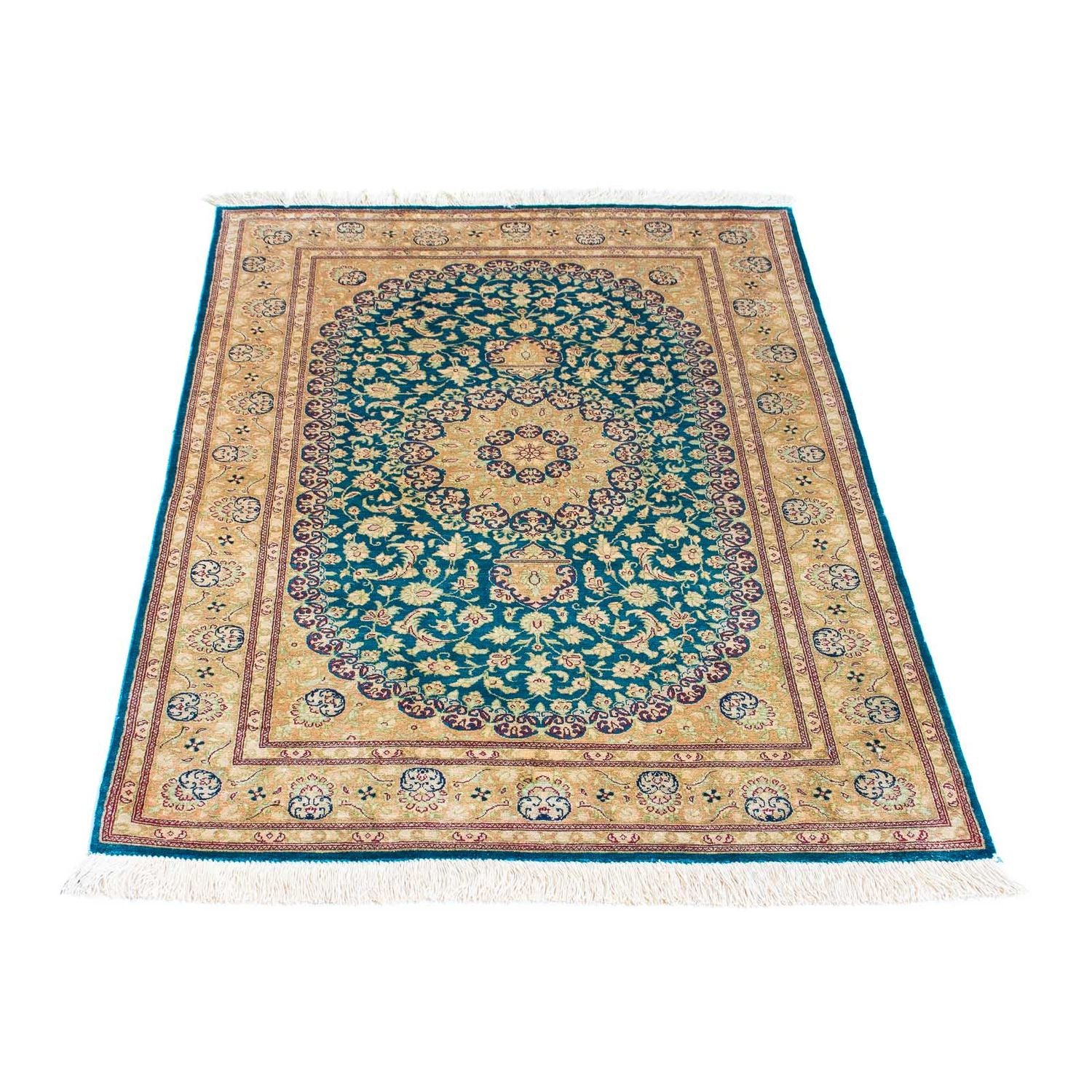 Tapis persan - Ghom - 119 x 78 cm - turquoise