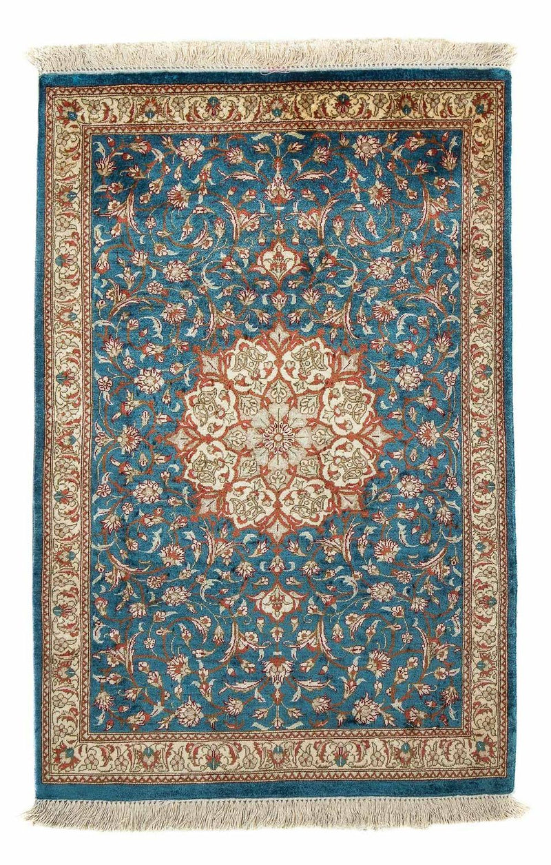 Perserteppich - Ghom 94 x 58 cm - blau