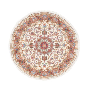 Tapis persan - Tabriz - Royal ronde  - 105 x 105 cm - beige