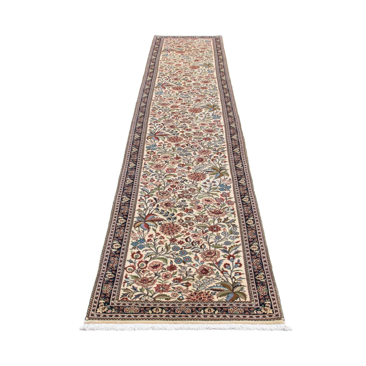 Tapis de couloir Tapis persan - Ghom - 400 x 70 cm - beige