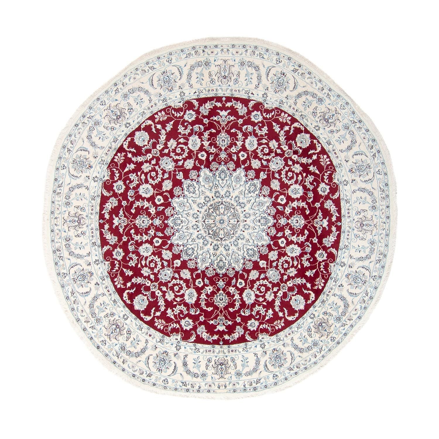 Tapis persan - Nain ronde  - 295 x 295 cm - rouge foncé