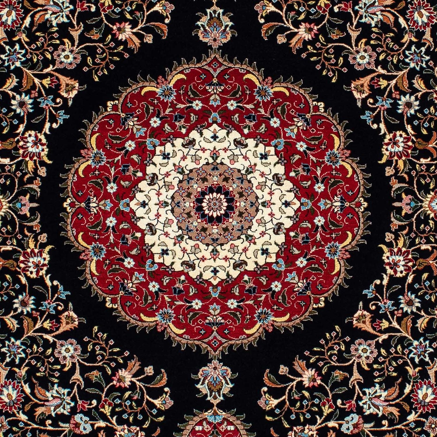 Tapis persan - Ghom - 210 x 140 cm - bleu foncé