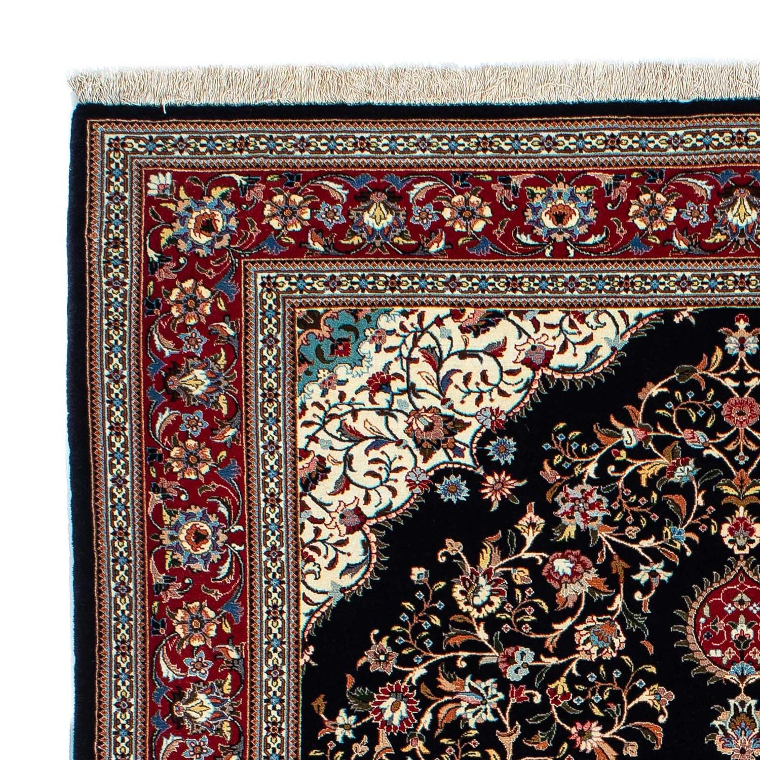 Tapis persan - Ghom - 210 x 140 cm - bleu foncé