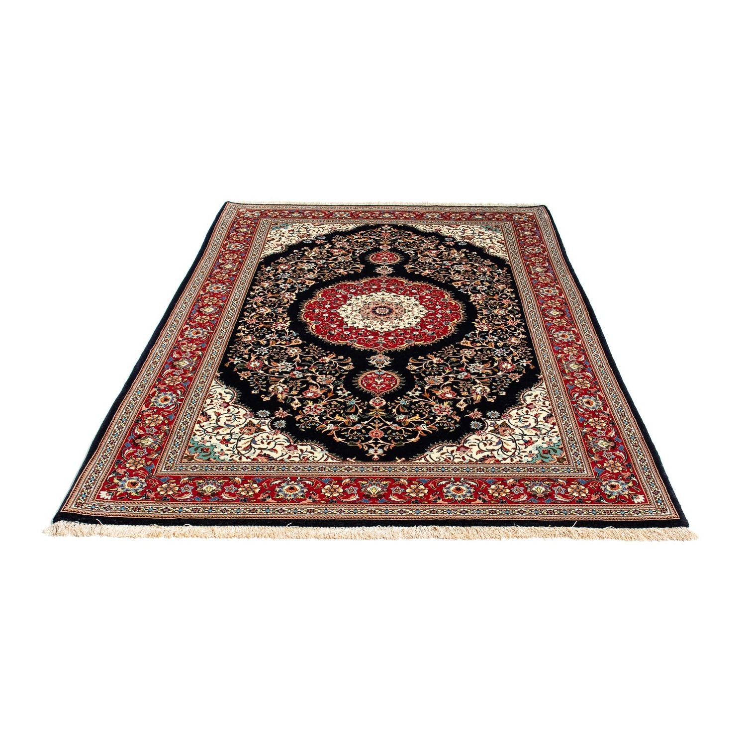 Tapis persan - Ghom - 210 x 140 cm - bleu foncé