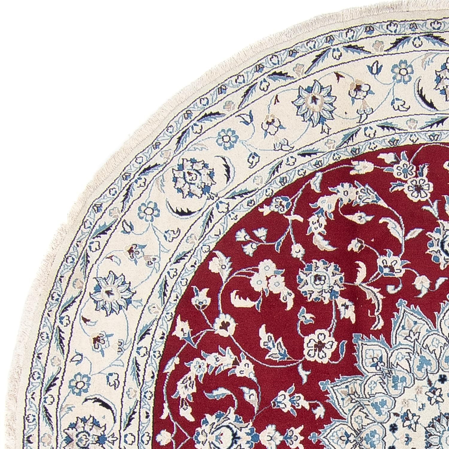 Tapis persan - Nain ronde  - 247 x 247 cm - rouge foncé