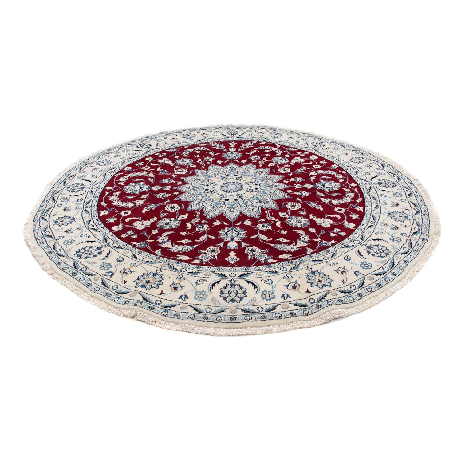 Tapis persan - Nain ronde  - 247 x 247 cm - rouge foncé