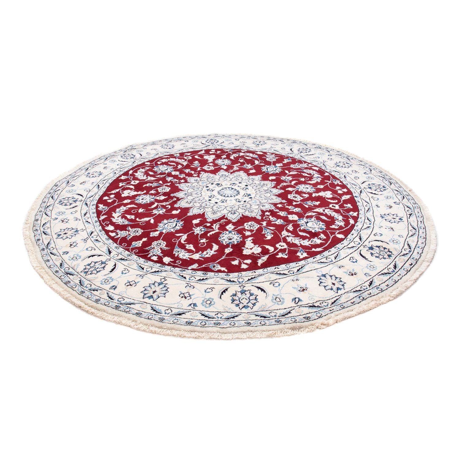 Tapis persan - Nain ronde  - 250 x 250 cm - rouge foncé