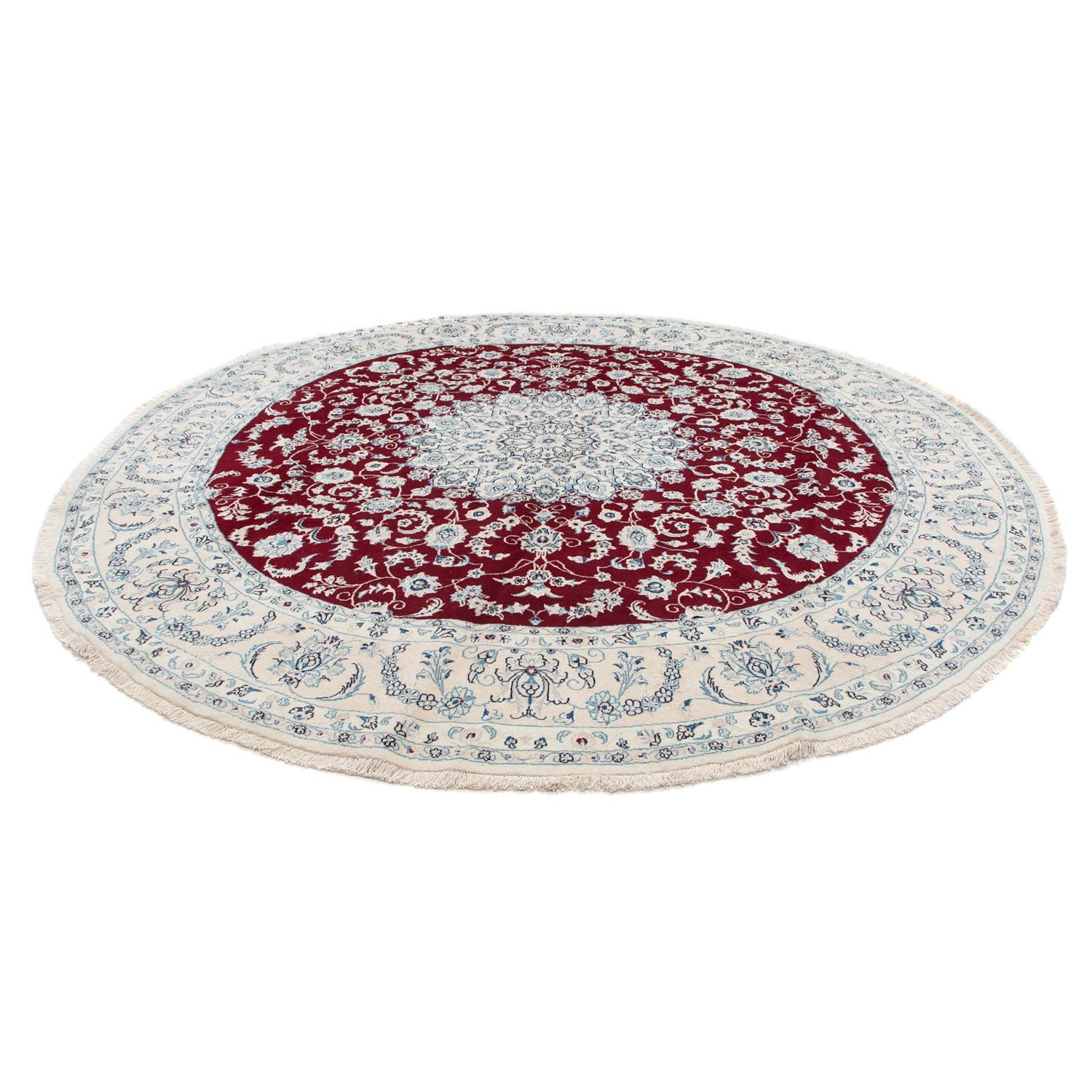 Tapis persan - Nain ronde  - 300 x 300 cm - rouge foncé