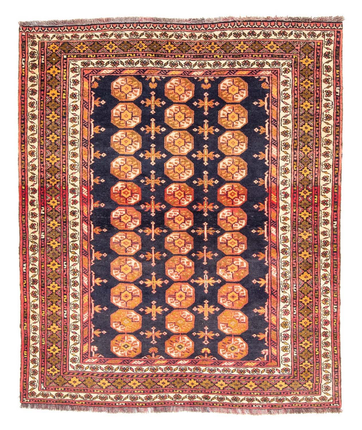 Tapis Belutsch carré  - 174 x 139 cm - bleu foncé