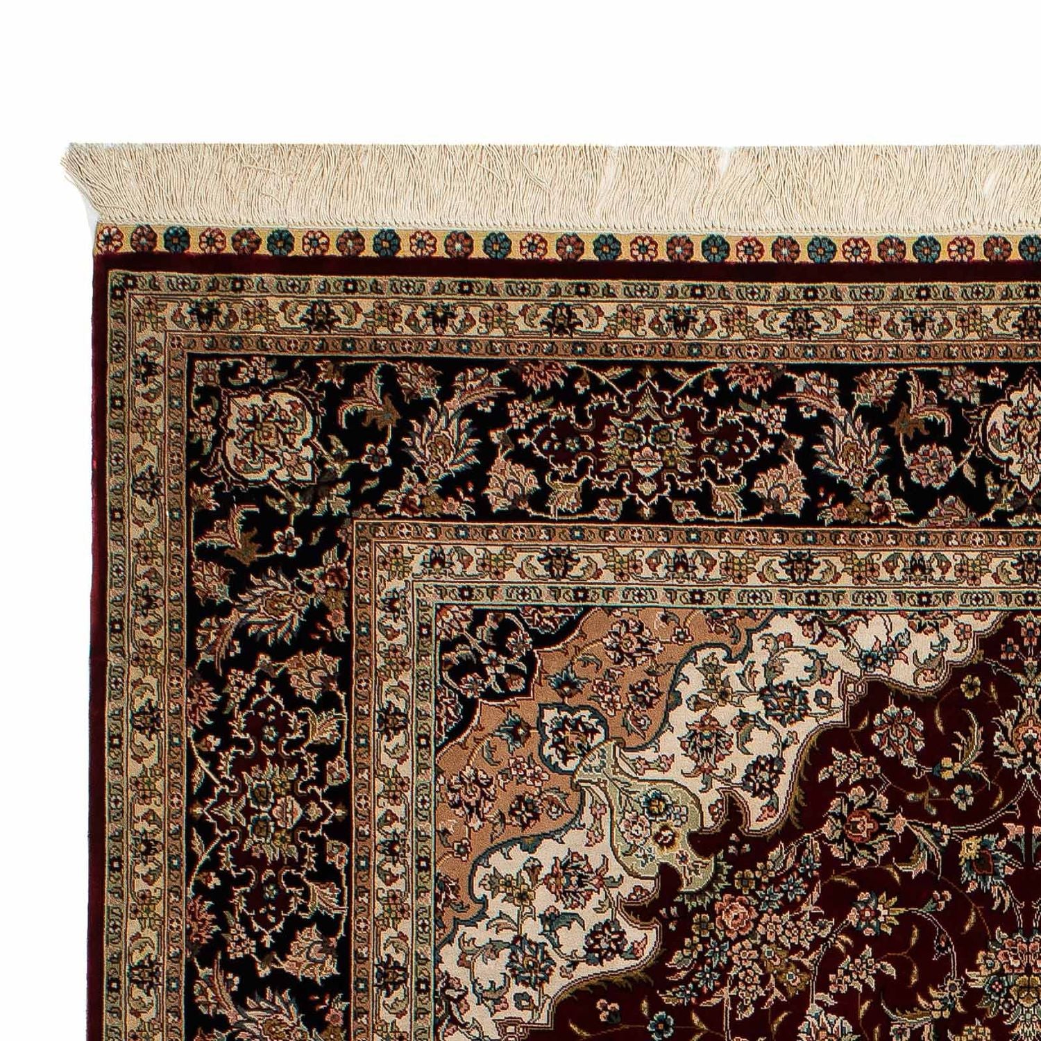 Tapis persan - Ghom - 197 x 133 cm - rouge foncé