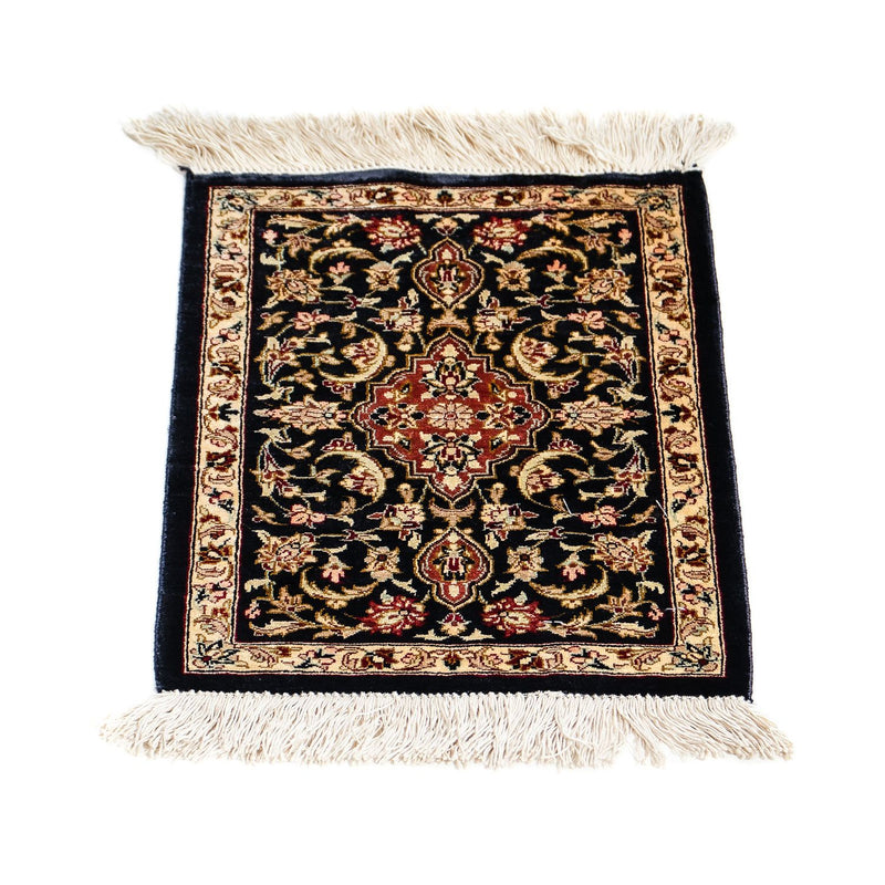 Tapis en soie - Ghom soie - Premium - 41 x 28 cm - bleu foncé