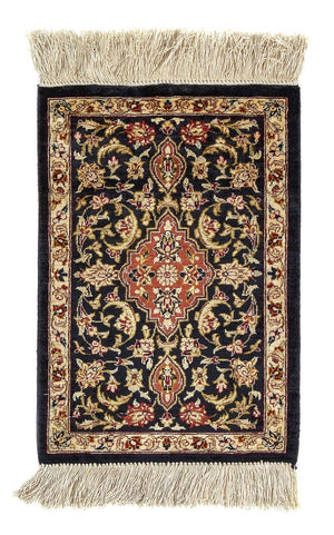 Tapis en soie - Ghom soie - Premium - 41 x 28 cm - bleu foncé