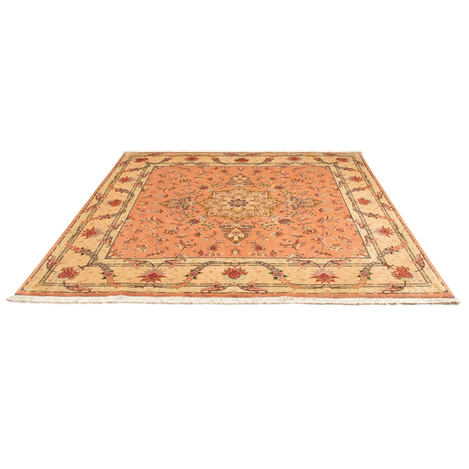 Tapis persan - Tabriz - Royal carré  - 204 x 192 cm - rouge clair