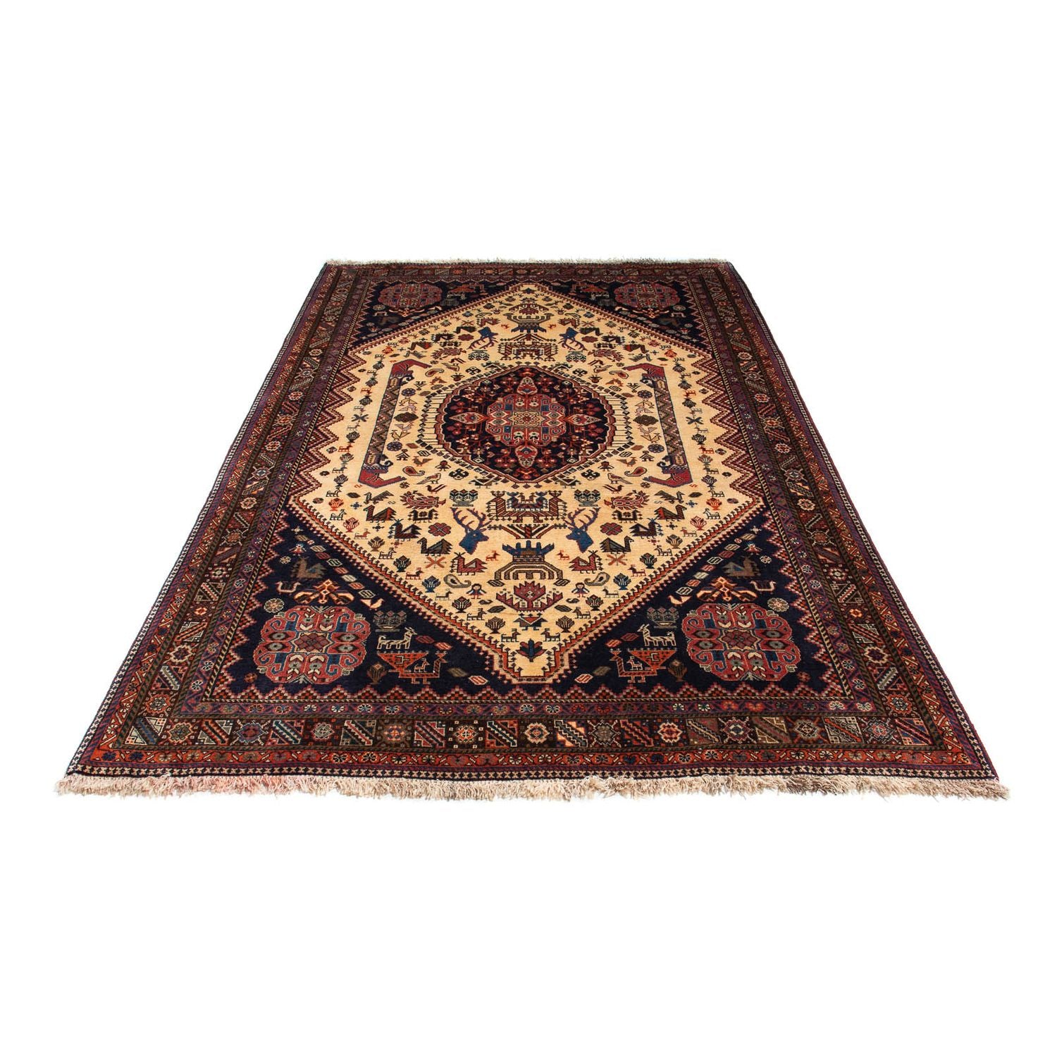 Tapis Gabbeh - Persan Kashkuli - 263 x 158 cm - beige