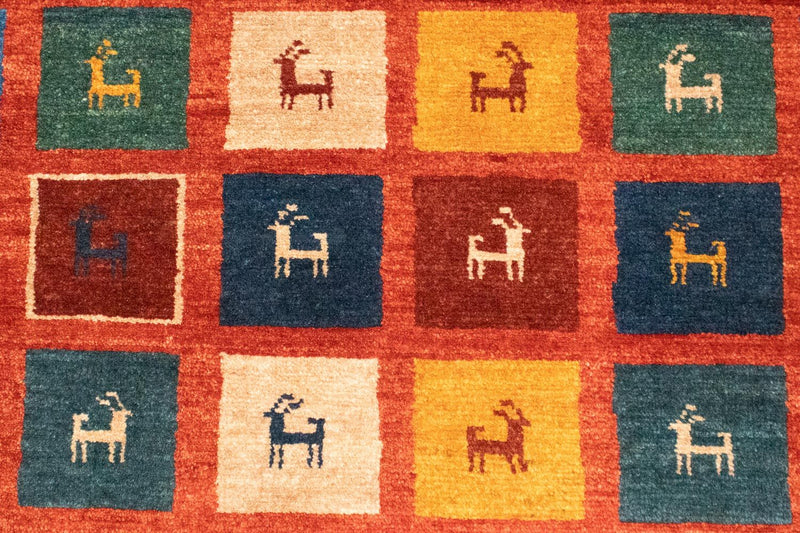 Tapis Gabbeh - Loribaft Persan - 150 x 97 cm - rouge clair
