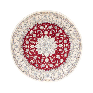 Tapis persan - Nain ronde  - 250 x 250 cm - rouge
