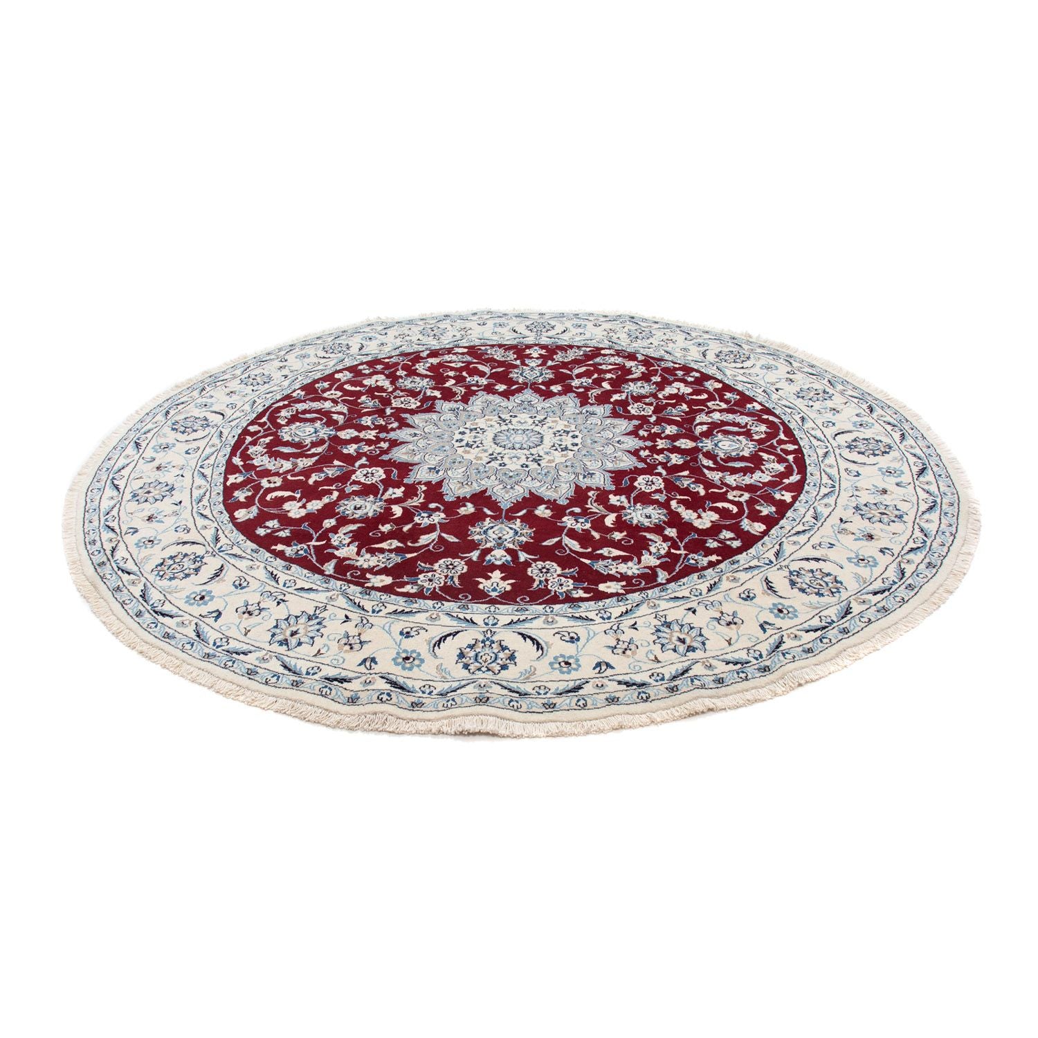 Tapis persan - Nain ronde  - 250 x 250 cm - rouge foncé