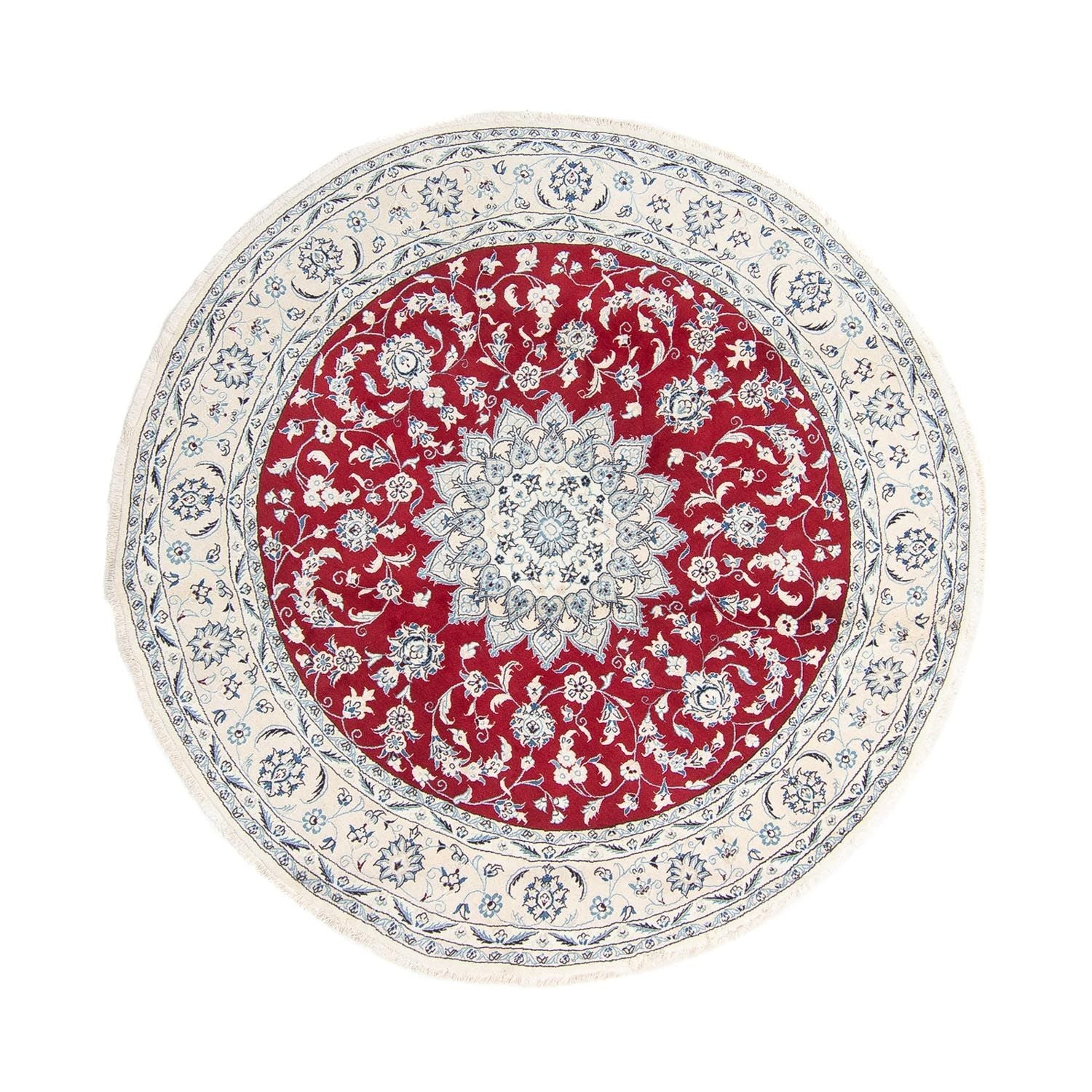 Tapis persan - Nain ronde  - 250 x 250 cm - rouge foncé