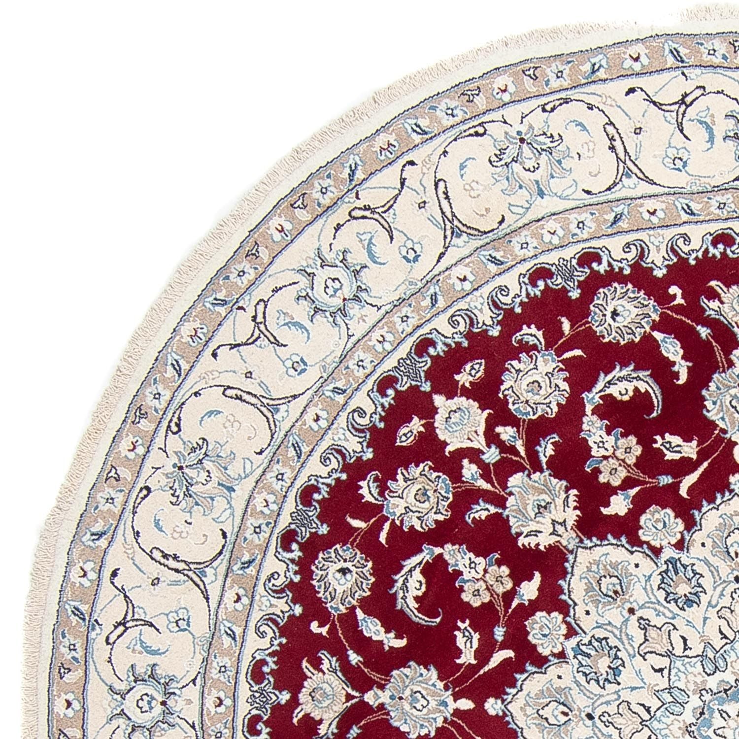 Tapis persan - Nain ronde  - 250 x 250 cm - rouge foncé