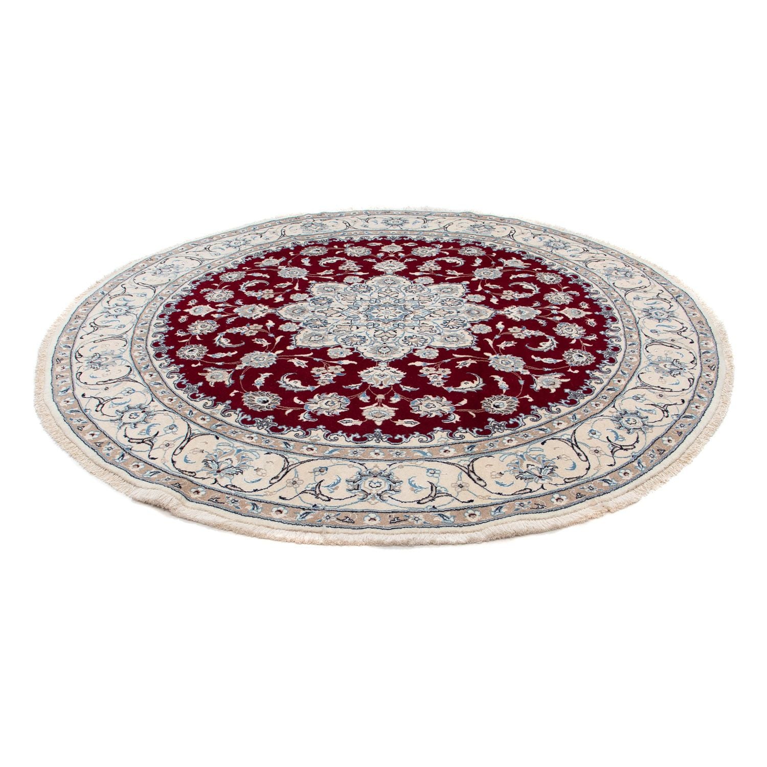 Tapis persan - Nain ronde  - 250 x 250 cm - rouge foncé