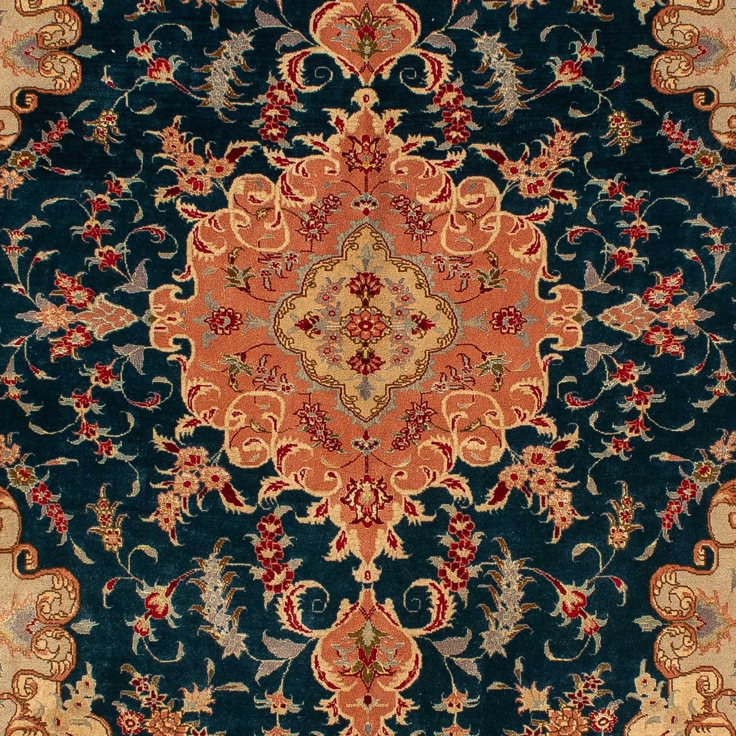 Tapis persan - Tabriz - Royal - 202 x 152 cm - bleu foncé