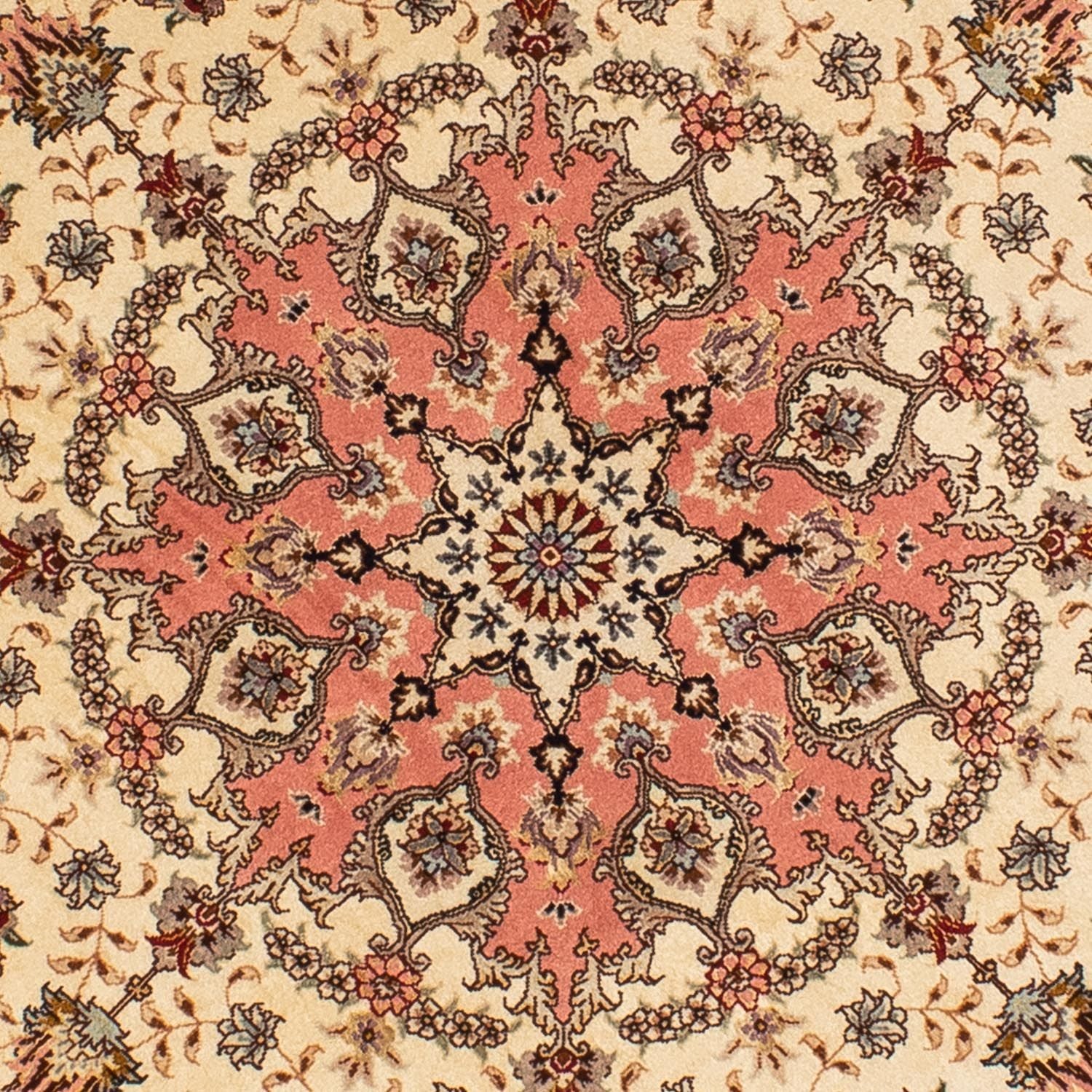 Tapis persan - Tabriz - Royal ronde  - 150 x 150 cm - marron clair