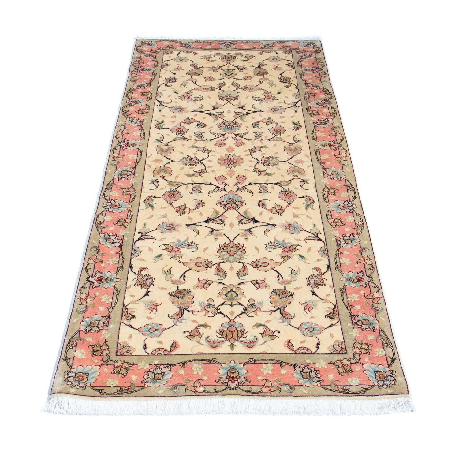 Tapis de couloir Tapis persan - Tabriz - Royal - 200 x 77 cm - beige