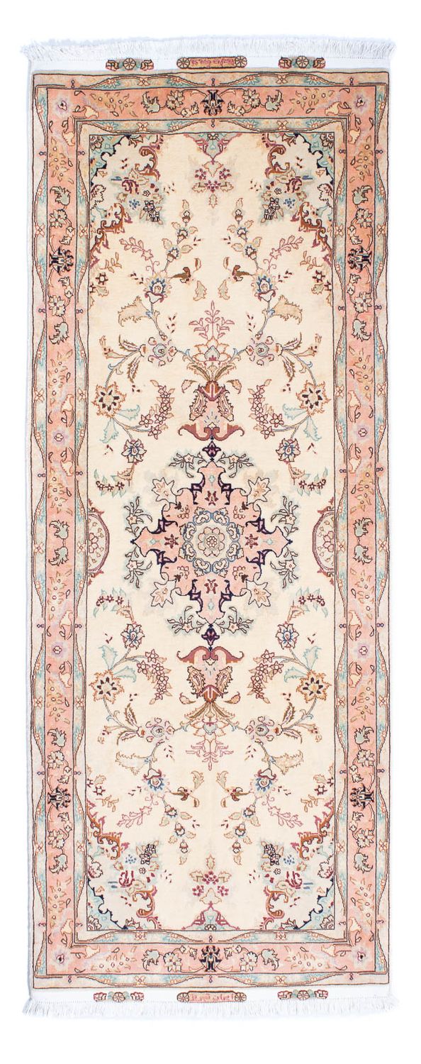 Tapis de couloir Tapis persan - Tabriz - Royal - 212 x 81 cm - beige
