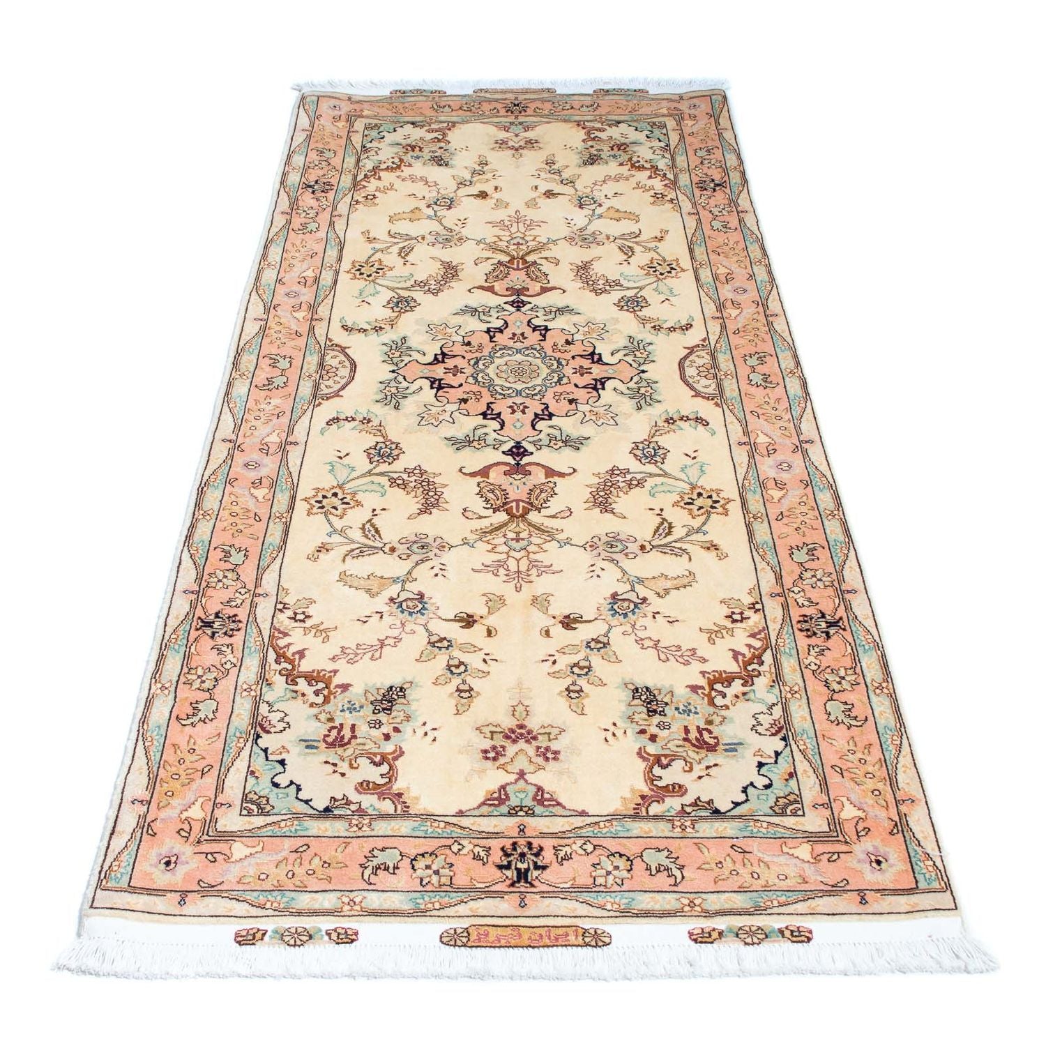 Tapis de couloir Tapis persan - Tabriz - Royal - 212 x 81 cm - beige