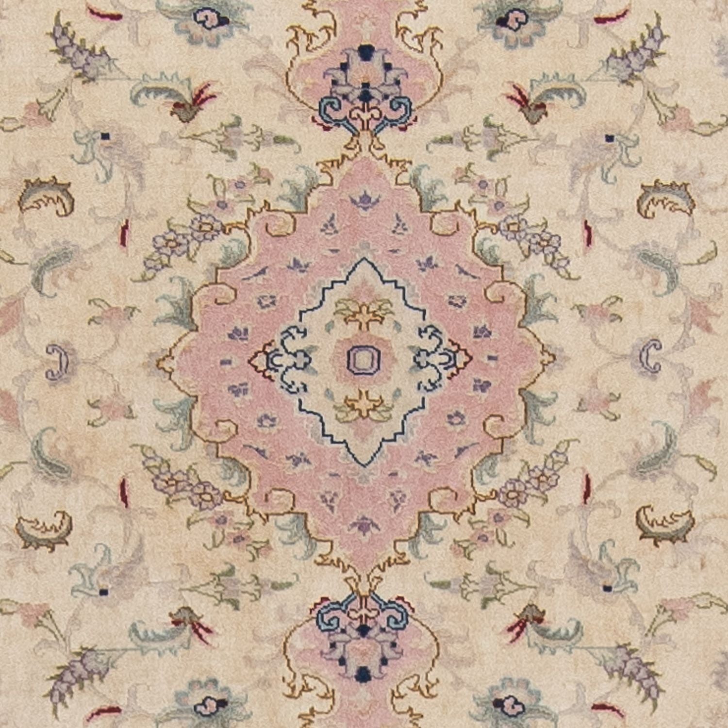 Tapis de couloir Tapis persan - Tabriz - Royal - 397 x 87 cm - beige