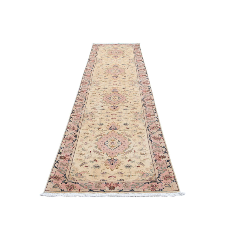 Tapis de couloir Tapis persan - Tabriz - Royal - 397 x 87 cm - beige