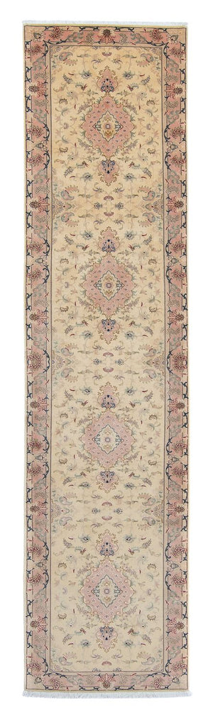 Tapis de couloir Tapis persan - Tabriz - Royal - 397 x 86 cm - beige