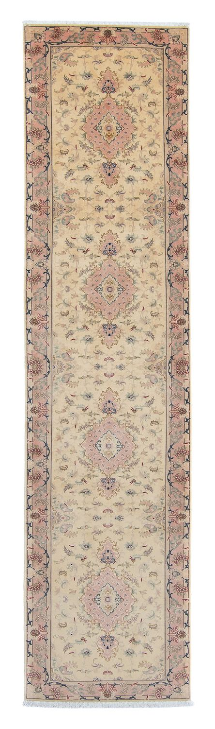 Tapis de couloir Tapis persan - Tabriz - Royal - 397 x 86 cm - beige